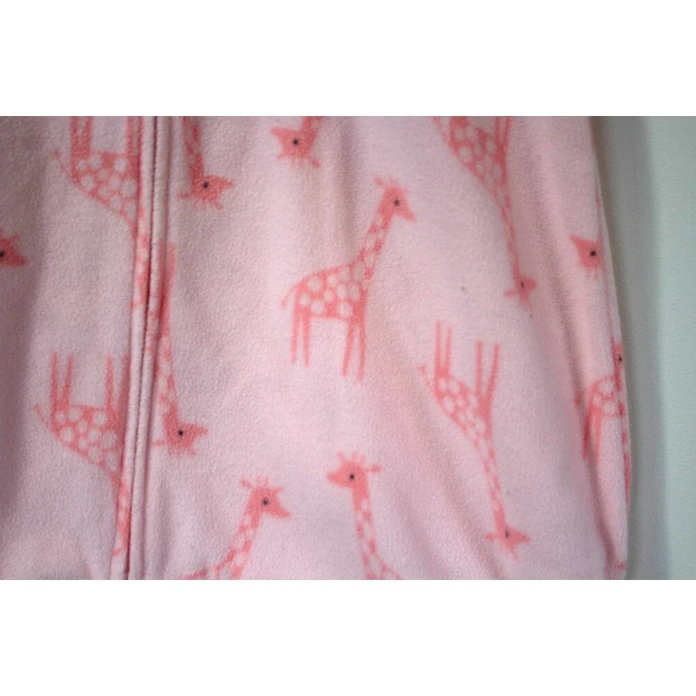 Just One You Carter's Fleece Sleep Sack Gown Pink Giraffes Girl Size 3-6 Months